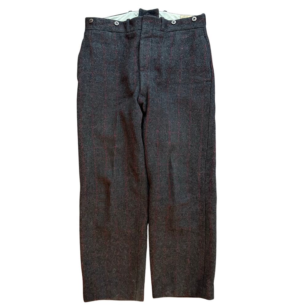 1950s LL Bean Script Logo Wool Plaid Pants 34x30 Donut Button Talon CLEAN